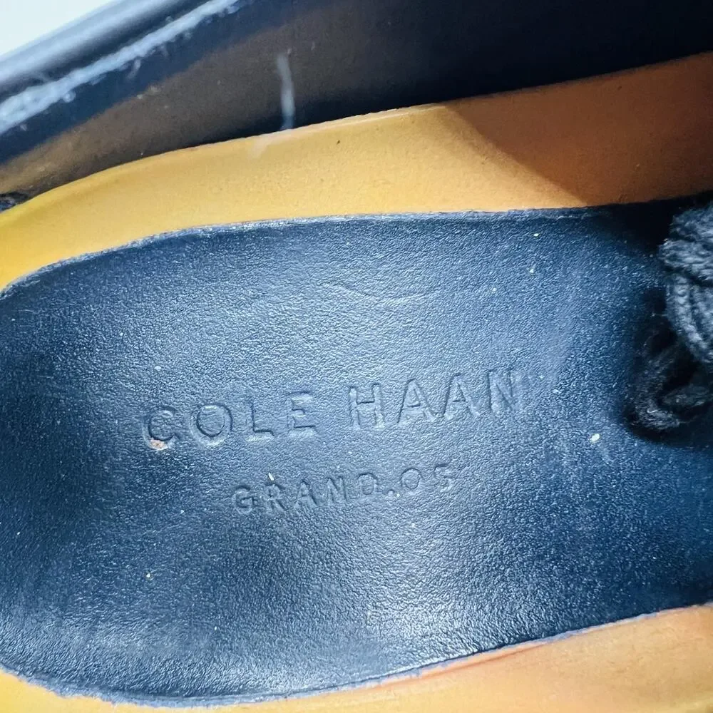 Cole Haan Shoes Mens 8 Black Leather Grand OS Derby Oxford Dress Almond Toe